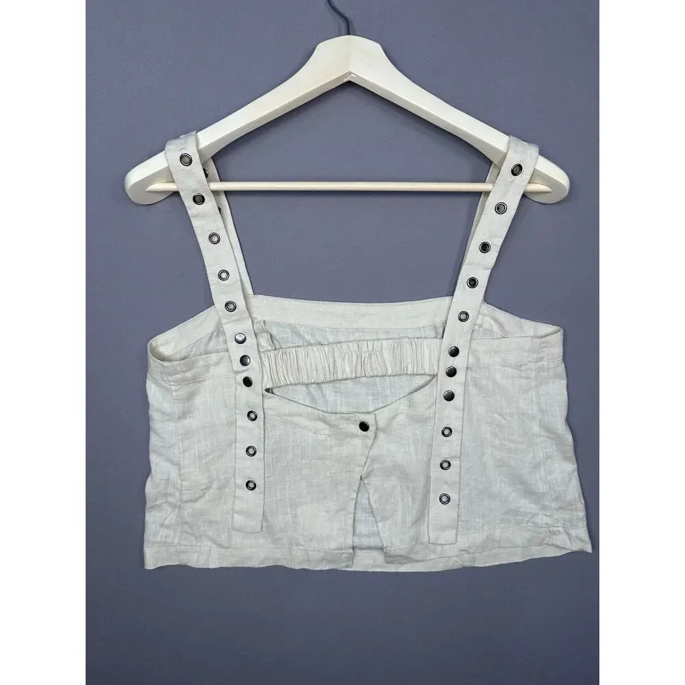 Free People Syd Grommet Tank Linen Cropped Size Medium NWT
